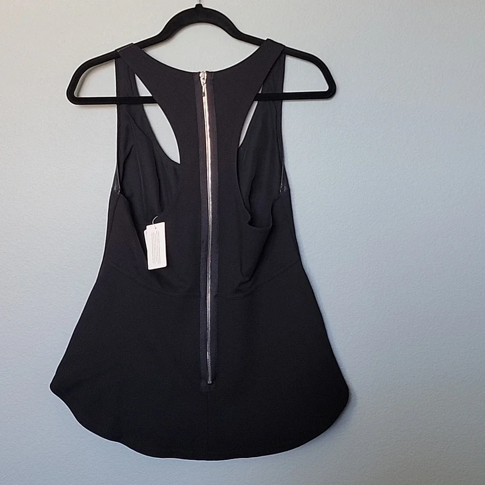 Illia NWT Biker Whimsigoth Mobwife Edgy Matrix Black Leather Inset Tank Top 8 - Picture 4 of 8